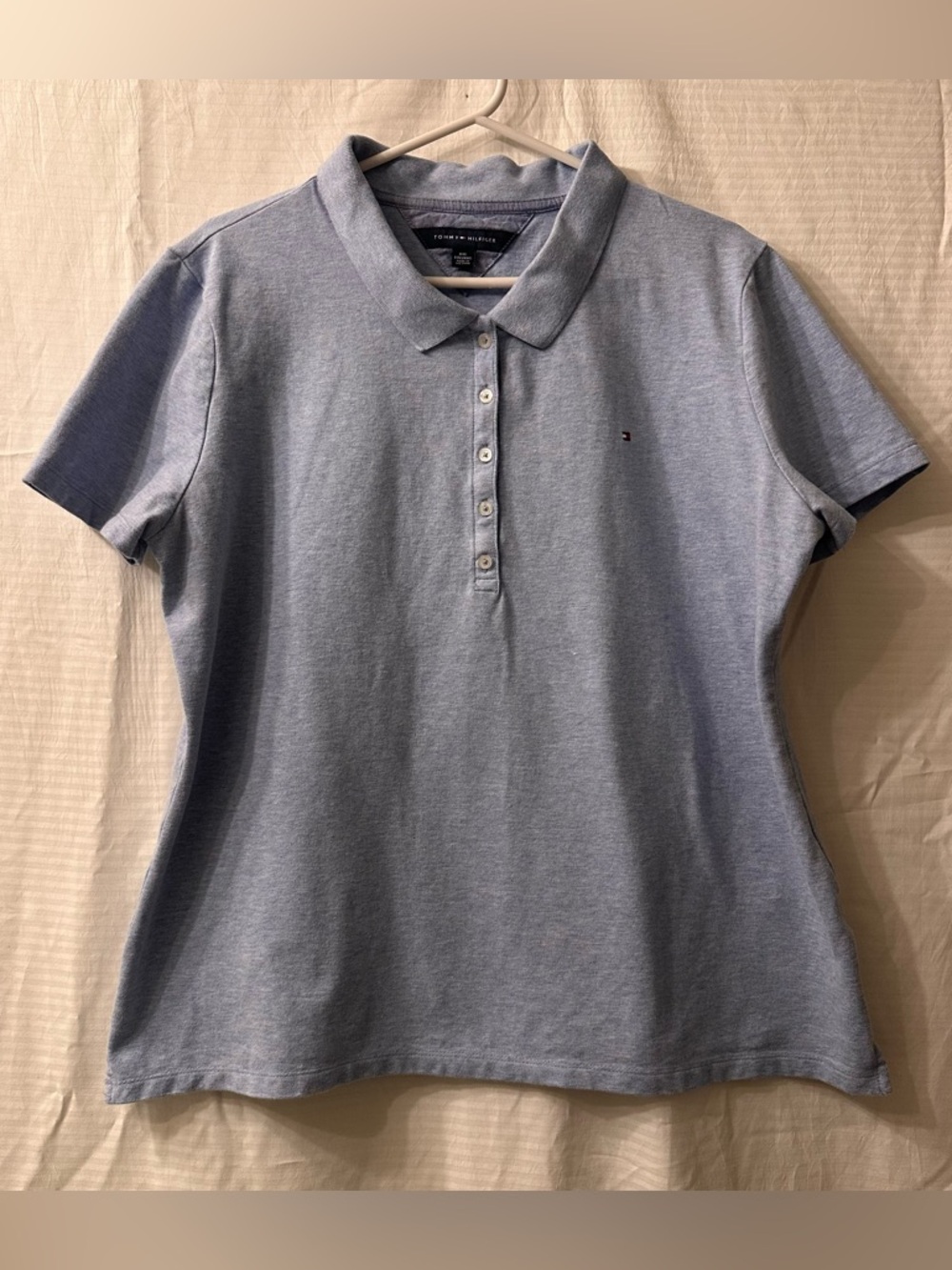Tommy Hilfiger Women's Blue Short Sleeve Collared Button Front Polo Size XXL